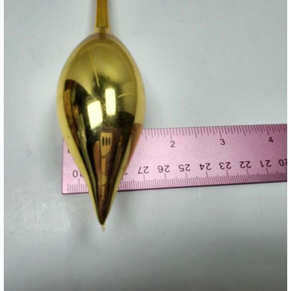 Vintage Elongated Teardrop Blown Glass Christmas Ornament Gold Mercury - Picture 5 of 6